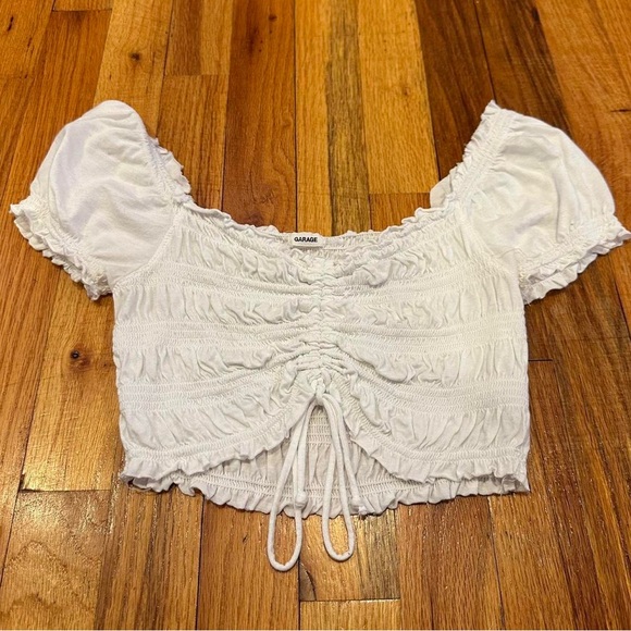 BNWOT Garage Cream Ruched Puff Sleeve Blouse - S - Picture 2 of 4